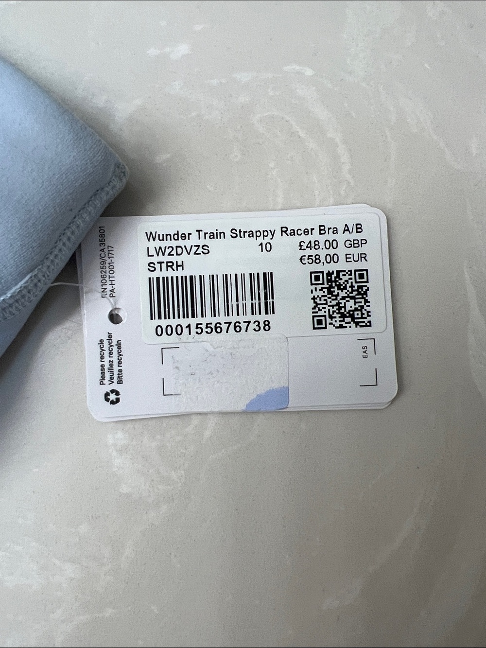 Lululemon Wunder Train Strappy Racer Bra, Stretch Blue, Size 10, A/B Cup NWT - Picture 10 of 10